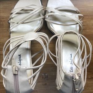 Beige golden heels by Classique Size 8 1/2